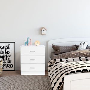 FCH Modern Simple White Dresser Chest of Drawers 3 Drawer Unit with Universal Design for Family Room Bedroom or Living Room - Product Image 3