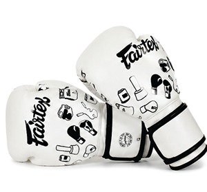 Guantes de Boxeo Profesionales Fairtex Blancos con Estampado, Guantes de Entrenamiento de Kickboxing, Muay Thai, Sanda, Guantes de Boxeo Personalizados, Guantes de MMA - Product Image 4