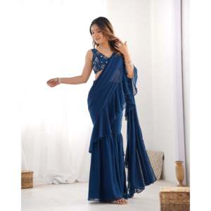 Designer Read-to-Wear Sharara Saree for <b>Weddings</b> and Parties - Product Image 3