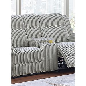 Divano Reclinabile a Due Posti in Tessuto Effetto Velluto, Colore Cenere, per Soggiorno - Product Image 2
