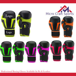 Gants de boxe MMA professionnels en cuir PU avec logo personnalisé pour la fermeture, équipement de boxe fabriqué à Sialkot, Pakistan - Product Image 2