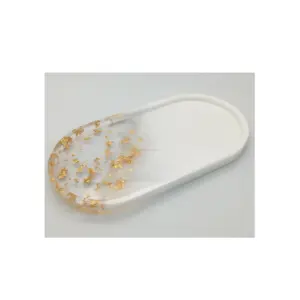 Cuenco para servir ovalado de resina azul con patrón de mármol, se usa como bandeja para servir para varios alimentos o pieza de acento decorativo, producto hecho a mano - Product Image 3