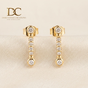 Modernos Pendientes Colgantes de Diamantes Cultivados en Laboratorio con Corte Redondo en Oro Amarillo Sólido de 14 Quilates, Certificados por IGI, Elegantes para Regalo o Uso Diario - Product Image 4