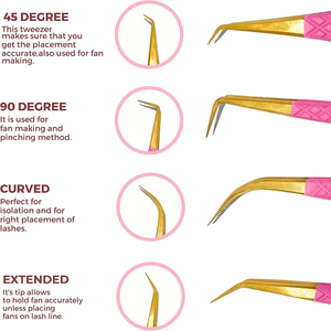 Pink/Gold Color Fish Design Eyelash Tweezers Sets Lash Extensions False Volume Angled Tweezer Precision Beauty <b>Tool</b> for Salon - Product Image 3