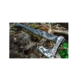 Hacha Estilo Vikingo, Hoja de Acero Forjado, Mango de Goma, Hacha de Supervivencia, Herramienta para Bushcraft al Aire Libre - Product Image 5
