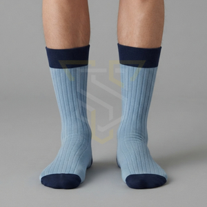 Unisex Ankle <b>Ribbed</b> <b>Socks</b> Navy Trim Knitted Soft Stretch Cotton Breathable Anti-Slip Seamless Winter Regular Style Reasonable - Product Image 2