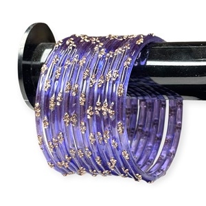 Premium Raindrop Blue Kashmiri Glass <b>Bangles</b> with Gold Stone Detailing Stylish for Bulk Supply and Export Quality - Product Image 1