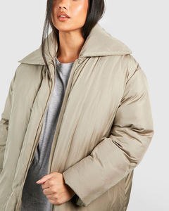 Veste matelassée à capuche avec fermeture éclair, imprimé lettres brodées, coupe-vent, manteau d'hiver unisexe, style décontracté - Product Image 2