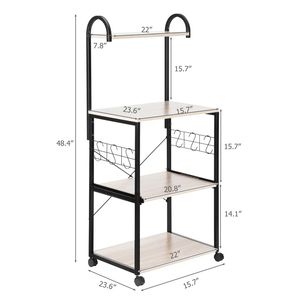 Scaffale da Cucina in Metallo a 4 Ripiani con Supporto per Microonde, Porta Forno e Portabottiglie Design Artisasset - Product Image 6