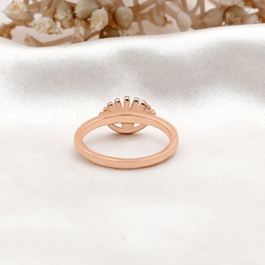 Bague Classique Œil de Diable en Argent Plaqué Or Rose avec Cristal Diamant d'Eau et Émail Bleu pour Femme, Cadeau, Accessoire de Mode - Product Image 4