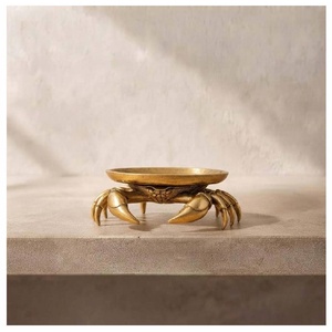 Último Diseño: Soporte para Anillos de Latón con Forma de Cangrejo, Bandeja Decorativa de Metal para Joyas, Bandeja de Aluminio para Tocador, Plato Náutico para Joyas y Decoración de Escritorio - Product Image 1