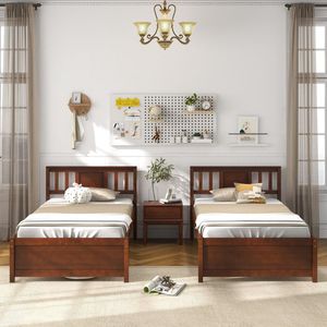 Cama de Plataforma de Madera con Cabecera y Soporte de Láminas de Madera, Muebles de Dormitorio Elegantes y Naturales - Product Image 2