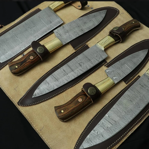Custom Handmade Damascus Steel Chef <b>Knife</b> <b>Set</b> Wood Handle Restaurant Kitchen Cutlery OEM Manufacturer - Product Image 6