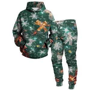 Chándal navideño estampado para hombre, con capucha, largo completo, de poliéster, informal, para invierno, con diseño de copo de nieve y lazo. - Product Image 6