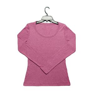 100% coton couleur unie femmes T-Shirt surdimensionné col rond manches longues personnalisé manches longues O cou grande taille T-Shirt de BD - Product Image 2