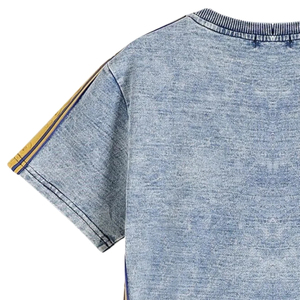 เสื้อยืด SGRho พรีเมียมสีฟ้าอ่อน ลายเดนิม ปักลายกราฟิก แขนสั้น คอกลม แฟชั่นลำลอง สไตล์นักศึกษา - Product Image 4