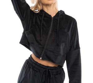 Alta calidad 100% algodón Mujer ropa de calle de invierno personalizable OEM servicio pulóver cremallera Sudadera con capucha pantalones de chándal conjunto sólido impreso - Product Image 1