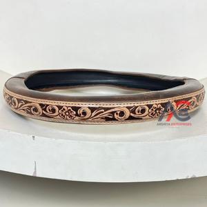 Nouvelle Housse de Volant de Voiture en Cuir Véritable Façonnée à la Main, Antidérapante, Motif Floral, Toutes Saisons, en Cuir de Vachette, Accessoires Auto 2026 - Product Image 1
