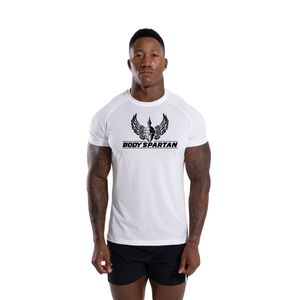 Men's <b>White</b> Performance T Shirt Premium Cotton Crew Neck Athletic Training Gym Fitness Casual Sportswear Everyday Tee - Product Image 2