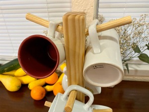Wholesale Hot Sell Handmade Natural Bamboo Tree Shape Eco-Friendly Mug Holder <b>Rack</b> with Custom Welcome wooden mug holder - Product Image 4