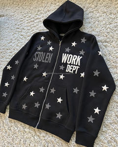 Fabricant de sweats à capuche personnalisés à fermeture éclair avec strass et impression bouffante sweats à capuche personnalisés pour hommes sweats à capuche surdimensionnés et lourds - Product Image 3