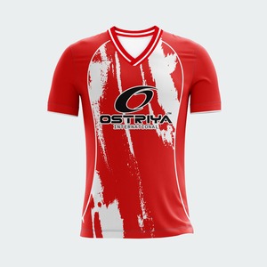 เสื้อฟุตบอลแบบกำหนดเอง ดีไซน์ใหม่ บริการ OEM พิมพ์ลายด้านหน้าด้วยความร้อน แห้งเร็ว ระบายอากาศได้ดี คอวี - Product Image 1