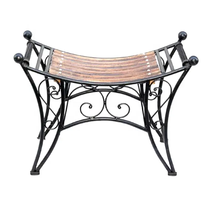 Vintage wrought Iron Black Side table with wooden top classical design solid iron table bed side End table Customized