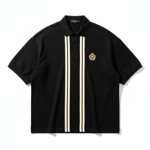 Custom Men Striped Polo Shirts Short Sleeve Quarter Zip Knitted Contrast Golf <b>Bowling</b> ShirtStriped Embroidered Logo Preppy Style - Product Image 1