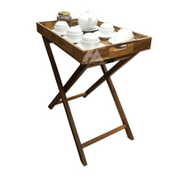 Plateau à thé en bois d'acacia de luxe moderne de haute qualité, plateau latéral amovible pour meubles de salon, respectueux de l'environnement
