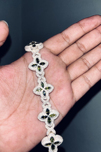 Pulsera de Eslabones Florales de Moissanita, Pulsera de Lujo para Mujer, Joyería con Incrustaciones de Piedras Preciosas Verdes - Product Image 5