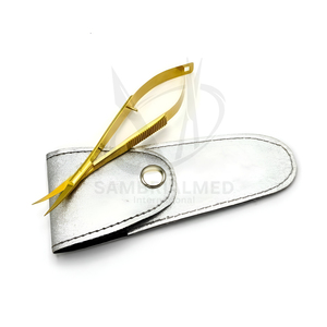 Ciseaux à ressort courbés à double action en acier inoxydable plaqué or avec logo personnalisé pour manucure russe, cils et sourcils - Product Image 3