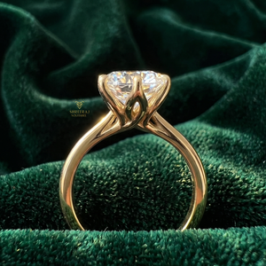 Anillo de Compromiso y Boda Solitario con Corte Floral, Diamante Cultivado en Laboratorio de 2 Quilates, Oro de 14K con Baño de Rodio, Lujoso para Mujer - Product Image 4