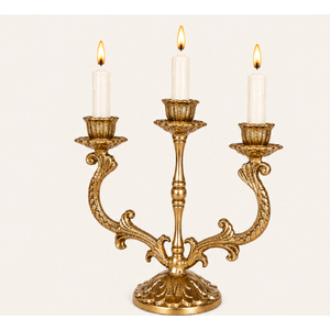 Antique Gold Metal Candelabra 3-Arm Candle Holder Candlestick <b>Stand</b> for Wedding Table Centerpieces Hotel Event Home Decor - Product Image 1