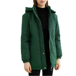 Extérieur ROYAL VERT FEMME Logo personnalisé Veste respirante Remplissage en coton 100% Chaud Ajusté Élégant Capuche amovible authentique - Product Image 1