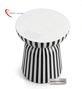 Wholesale Modern Minimalist Striped Design Aluminum Accent <b>Table</b> Luxury Round Metal Side <b>Table</b> for Living Room Home Hotel <b>Tables</b> - Product Image 2