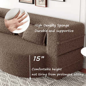 Moderno Materasso Pieghevole da 15 Pollici, Convertibile in Divano Letto, in Tessuto Teddy con Imbottitura in Schiuma, 2 Cuscini, Divano Elegante - Product Image 5