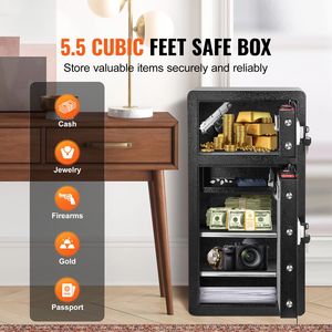 Cassaforte a Doppia Porta da 5,5 Piedi Cubi con Serratura a Chiave e Password, Borsa Ignifuga, Luce LED, 2 Altezze Regolabili, Portachiavi - Categoria Prodotto: Serrature - Product Image 2