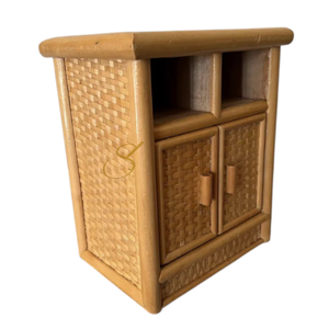 Meubles miniatures vintage en bambou et rotin, armoire de rangement en rotin des années 1980 RefW1 - Product Image 2