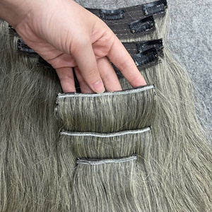 Extensiones de Cabello Humano Gris 2026 con Clip, 100% Cutícula Alineada, Color Natural, Lisas, Sin Enredos, Fáciles de Usar - Product Image 3