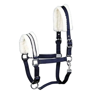 Harnais de cheval en nylon bordeaux avec rembourrage en polaire blanc et boucles métalliques pour l'équitation et l'entraînement - Product Image 4