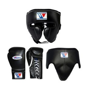 Guantes de Boxeo Profesionales Winning, Set de Equipo Negro 10oz, 12oz, 14oz, 16oz, Personalizables con Cordones y Velcro, Cuero Genuino - Product Image 1