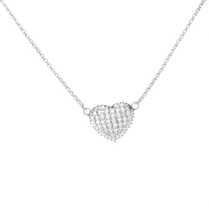 18K Solid Gold Tiny Heart Diamond Necklace-Natural Diamond Link Chain Trendy Wedding Jewelry - Product Image 2