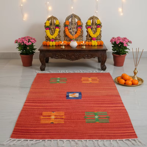 Tapis et ensembles de tapis modernes lavables, faits main, réversibles, pliables, en coton peluche à motifs floraux pour la maison, la chambre, le salon et les voyages - Product Image 1