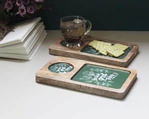 FWE Ensemble de plateaux de service design avec belle impression sur bois Plateau rectangulaire en gros en vrac pour hôtel et restaurant UtiliséPar FWE - Product Image 5