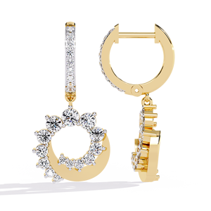 Brilliant <b>Diamond</b> Crescent Halo Hoop <b>Earrings</b> In 18K Yellow Gold Timeless <b>Dangle</b> Drop Fine Jewelry For Women Engagement And Even - Product Image 3