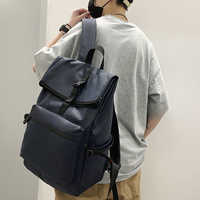 Sac à dos de voyage minimaliste noir à motif géométrique, résistant à l'eau, avec fermeture à enroulement, 36-56L, avec poche avant zippée