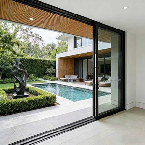 Aluminum Glass Entrance Sliding Door Frosted Glass Vertical Hinged Thermal Insulation Modern Design for Interior Home Villa Use - Product Image 2