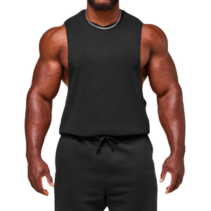 Débardeur pour hommes grande taille, sans couture, coupe ajustée, longueur standard, respirant, en polyester/coton, design jacquard - Product Image 6