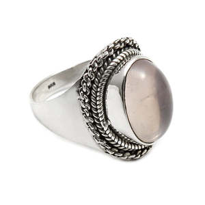 Heart Chakra Oval Shaped Natural Rose Quartz Gemstone <b>Ring</b> <b>Crafted</b> From 925 Sterling Silver Elegant Design Bezel Set Boho <b>Ring</b> - Product Image 1