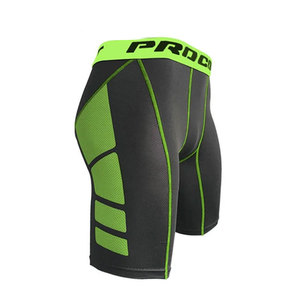 Shorts de compression pour hommes, couleur unie, blocs de couleur, séchage rapide, vêtements de sport, taille mi-haute, fermeture élastique, shorts courts - Product Image 3